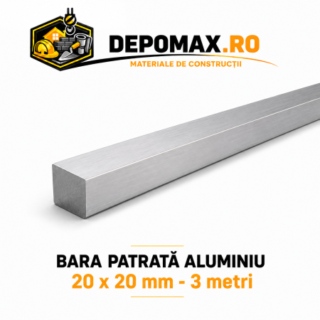 Bara patrata aluminiu 20 x 20 mm, 3 metri, EN AW-6082